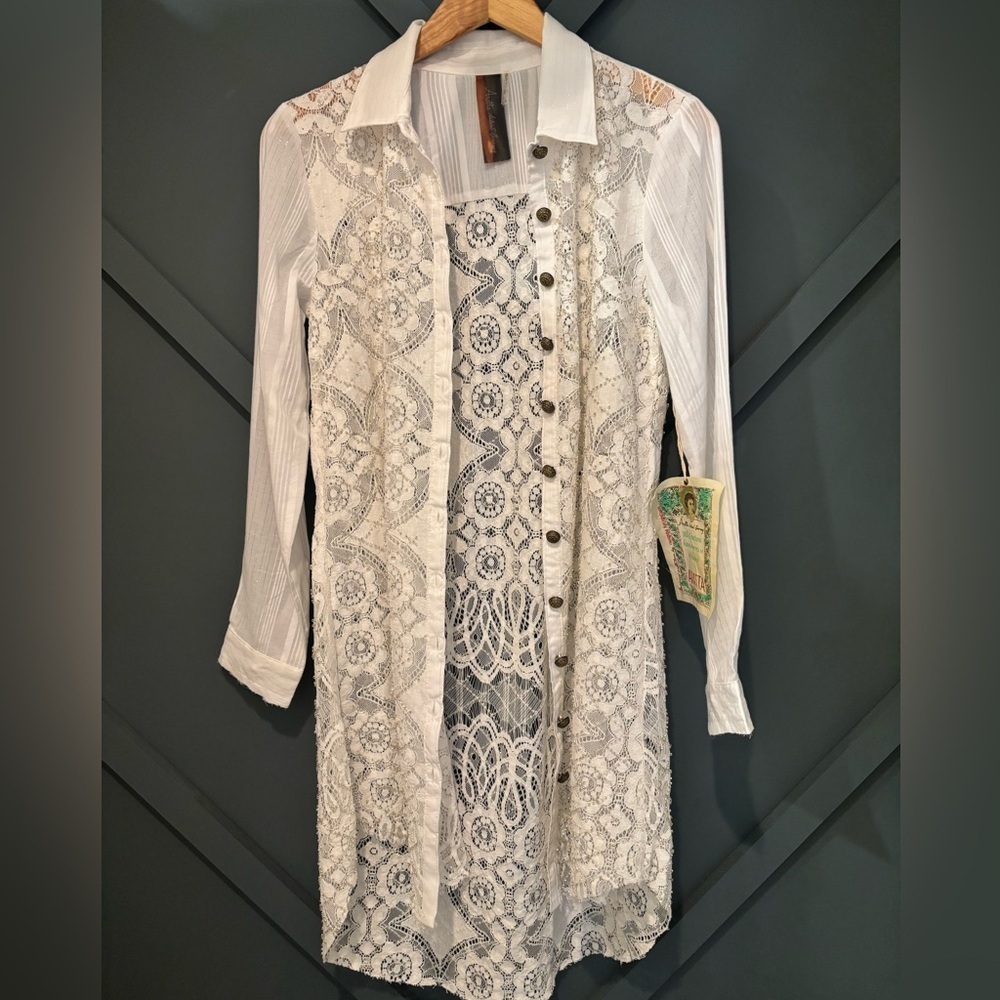 Aratta Silent Journey Hand Beaded Lace Cardigan/Duster NWT